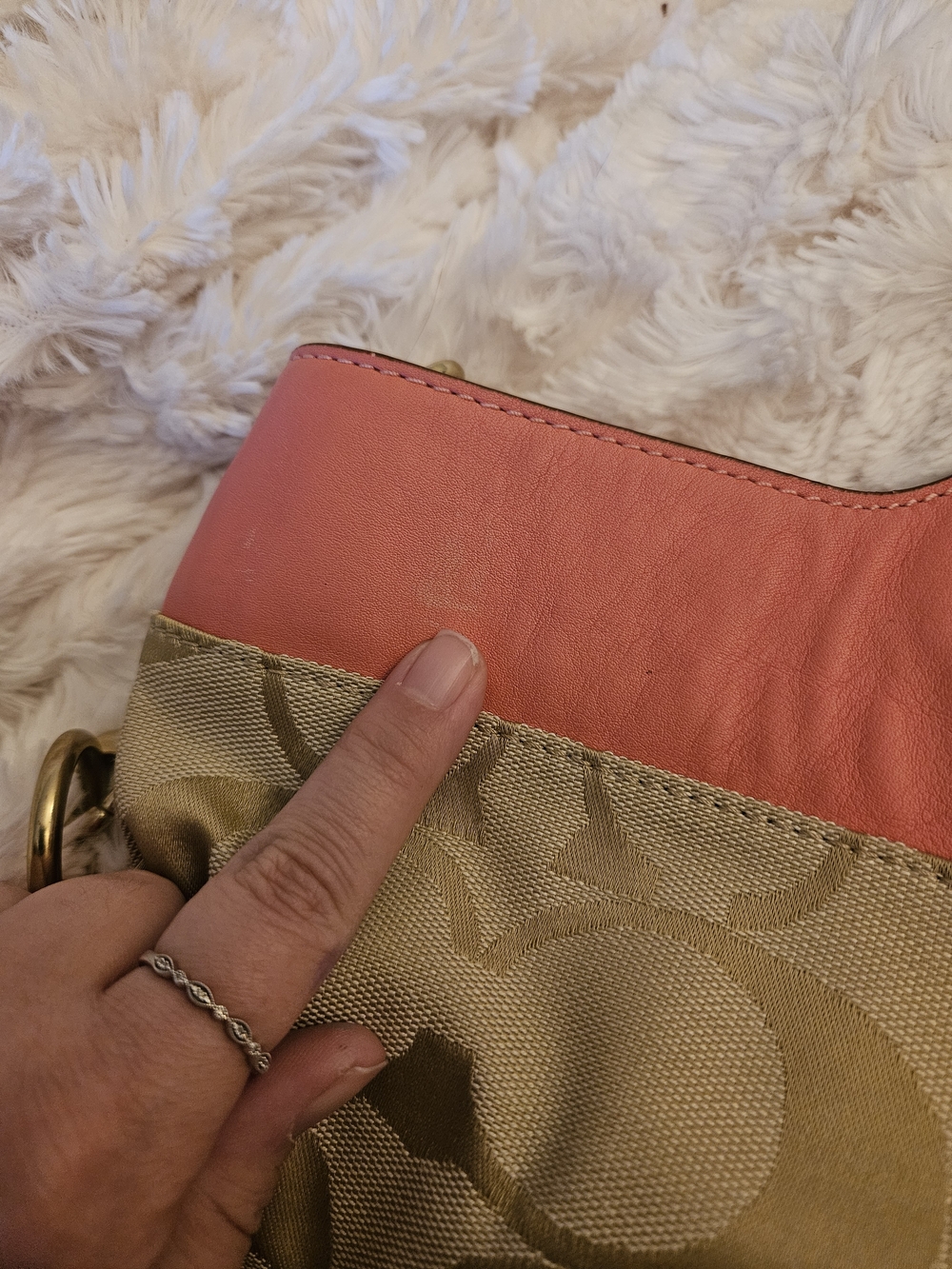 Y2K✨️Coach Bonnie Foldover Canvas Tote w/ Coral Trim - Picture 8 of 16
